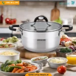 3080 ‫قابلمه تک استیل 24 دو درب دسته مشکی‬ کد 82143