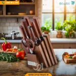 3189 ‫سرویس کارد سرامیکی 8 پارچه پایه چوبی کد 82193