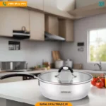ماهیتابه استیل ضد زنگ عرشیا دسته بلند با دو درب 24 سانتی متری