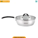 3085 تابه تک استیل سایز 28 دو درب دسته مشکی کد 82111