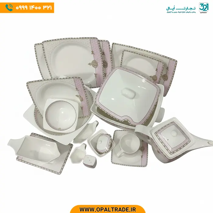 سرویس چینی استخانی 12 نفره 90 پارچه مقصود کد90254