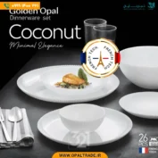 سرویس غذاخوری 26 پارچه کوکونات سفید گلدن اپال کد60204