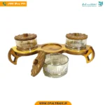 اردو خوری سه‌خانه شیشه‌ای با پایه چوبی کد 50181