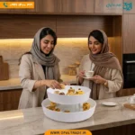 ست پذیرایی 2 تکه گرد کنگره‌ دار گلدن اپال سفید