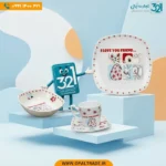 سرویس غذاخوری 5 پارچه اوپال طرح دوستی قرمز-آبی | تجارت اُپال - Image 2
