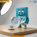 سرویس ۵ پارچه چینی کودک طرح فیل کوچولو و ابر بارانی با رنگ‌بندی آبی و بنفش.