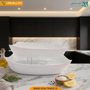 ست پذیرایی 2 پارچه مستطیل گلدن اپال سفید