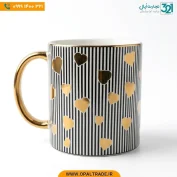 ماگ چینی لوکس طرح قلب با روکش PVD طلایی