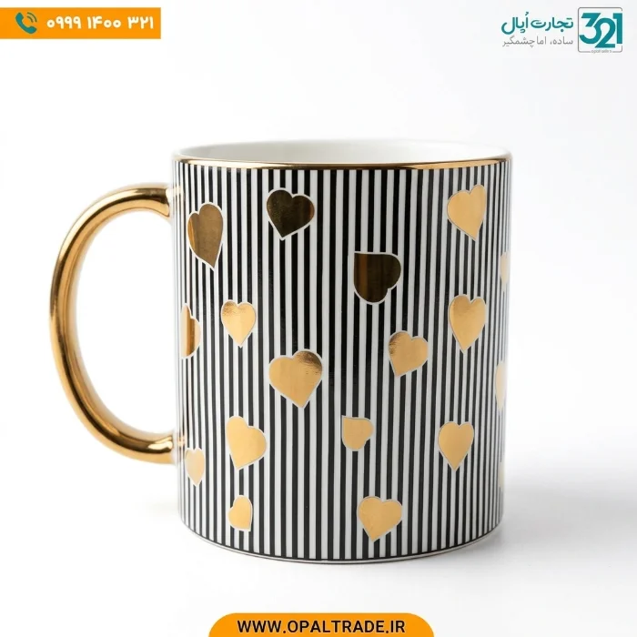 لیوان_pvd_طرح_قلب_productOnly_web ماگ چینی لوکس طرح قلب با روکش PVD طلایی