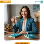 ماگ چینی لوکس طرح قلب با روکش PVD طلایی | ماگ فانتزی راه راه مشکی و سفید - Image 4