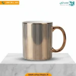ماگ چینی لوکس طرح لاین با روکش طلایی PVD
