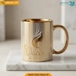 ماگ چینی لوکس طرح کویین با روکش طلایی PVD