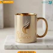 ماگ چینی لوکس طرح کویین با روکش طلایی PVD
