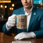 ماگ چینی لوکس طرح کینگ با روکش طلایی PVD - Image 4